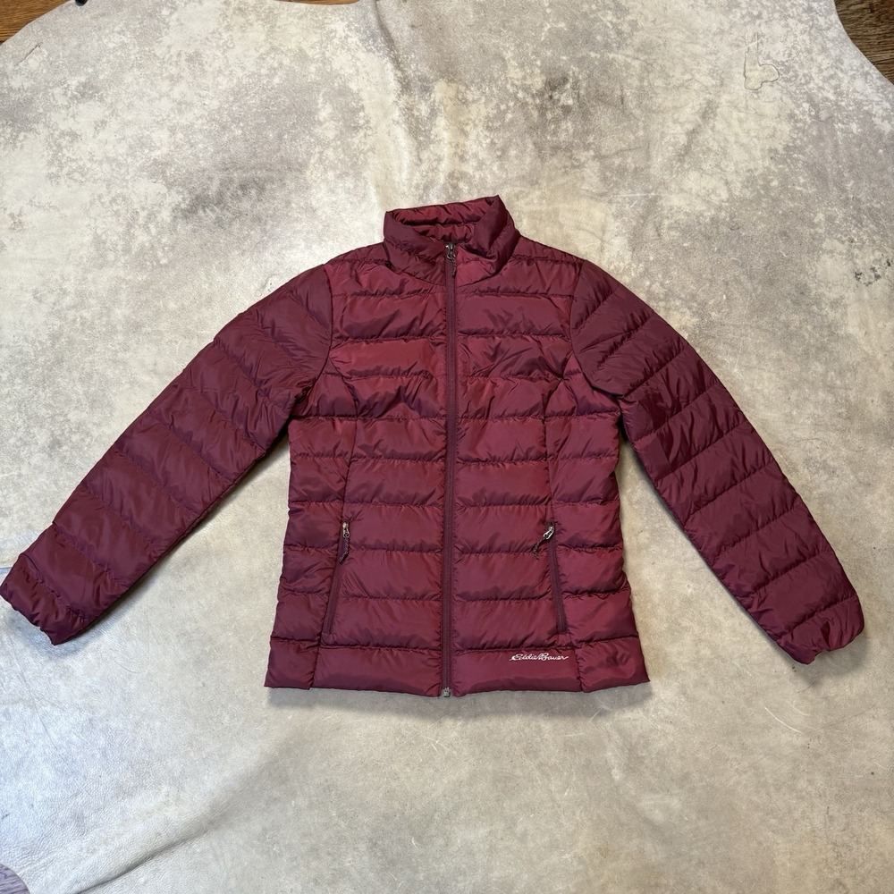 Eddie Bauer 650 Down Jacket Womens Size Small Burgundy Lightweight Puffer